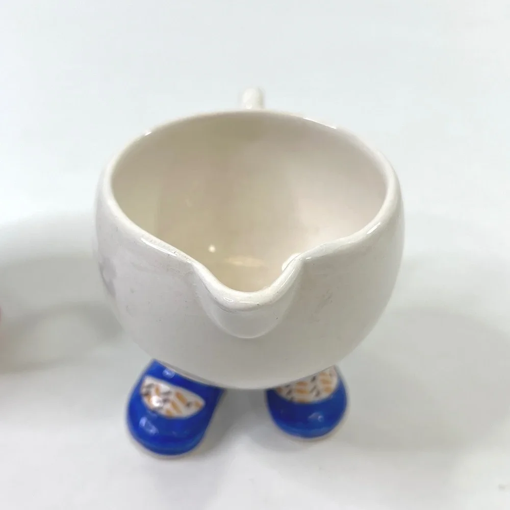 Carlton Ware Walking Ware Creamer Sugar Bowl England Blue Brown Shoes Vintage